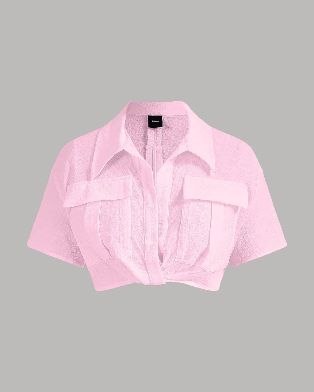 XS Pleated Button-Up Crop Top in Pink CT98