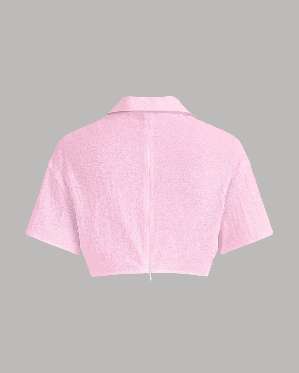 XS Pleated Button-Up Crop Top in Pink CT98