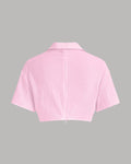 XS Pleated Button-Up Crop Top in Pink CT98