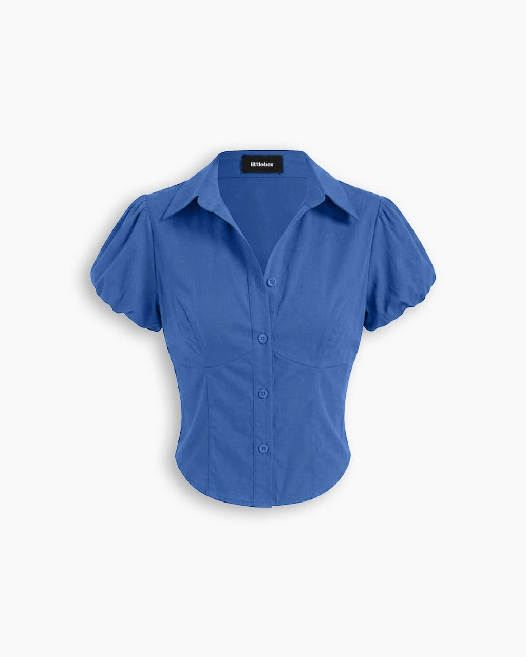 XS Puff Sleeve Crop Top in Blue CT98