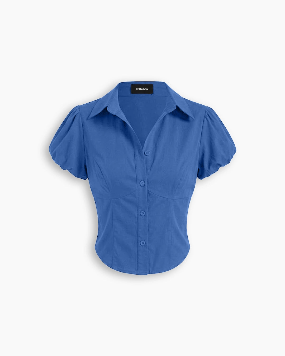 XS Puff Sleeve Crop Top in Blue CT98