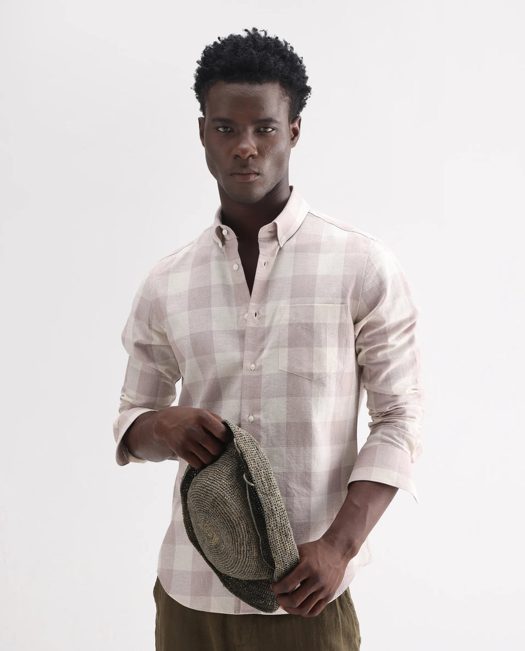 REGULAR FIT CHECKED SHIRT ROBINA - PINK morris.lane