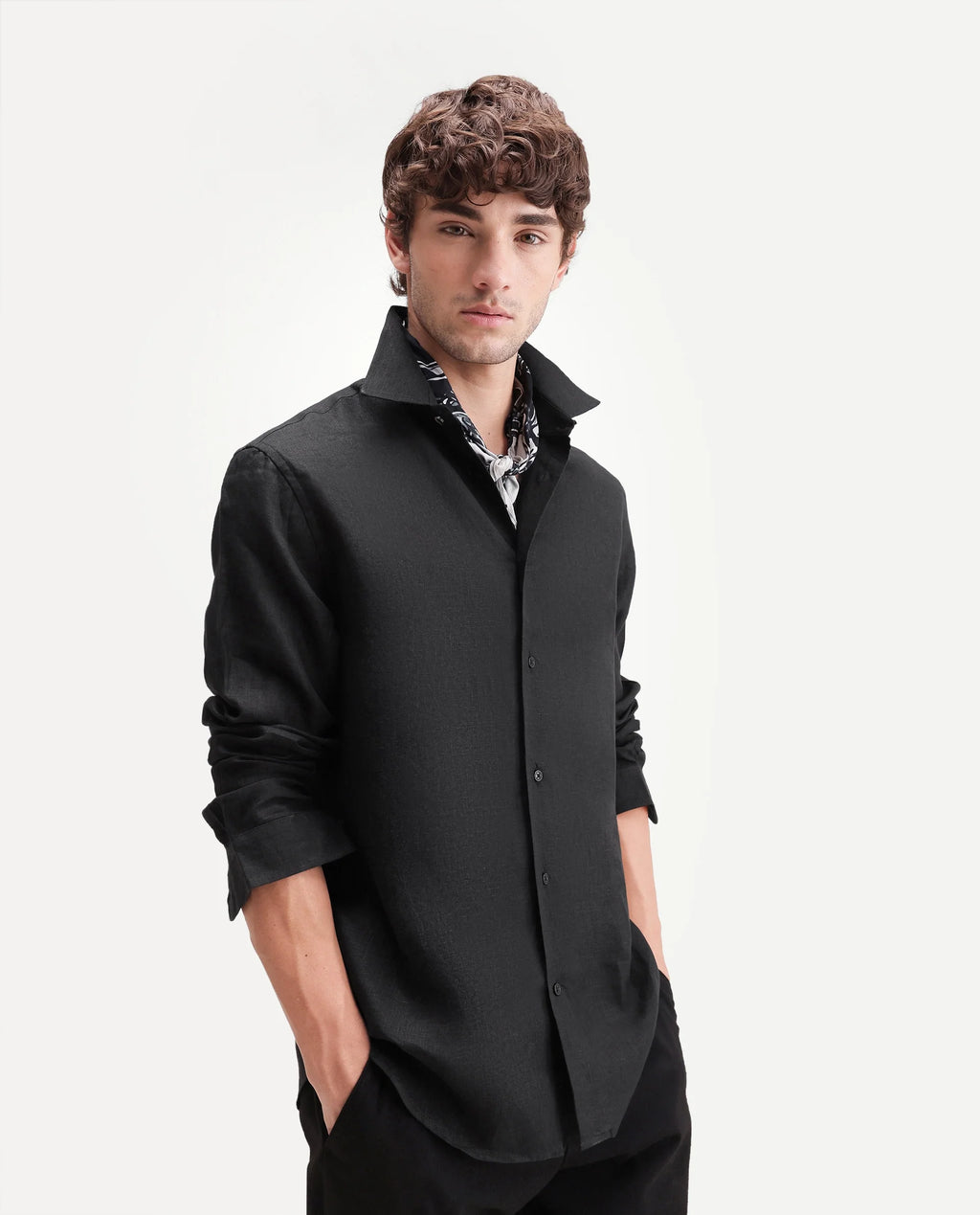 REGULAR FIT PLAIN SHIRT GUILD CASUAL - FIGN - BLACK morris.lane