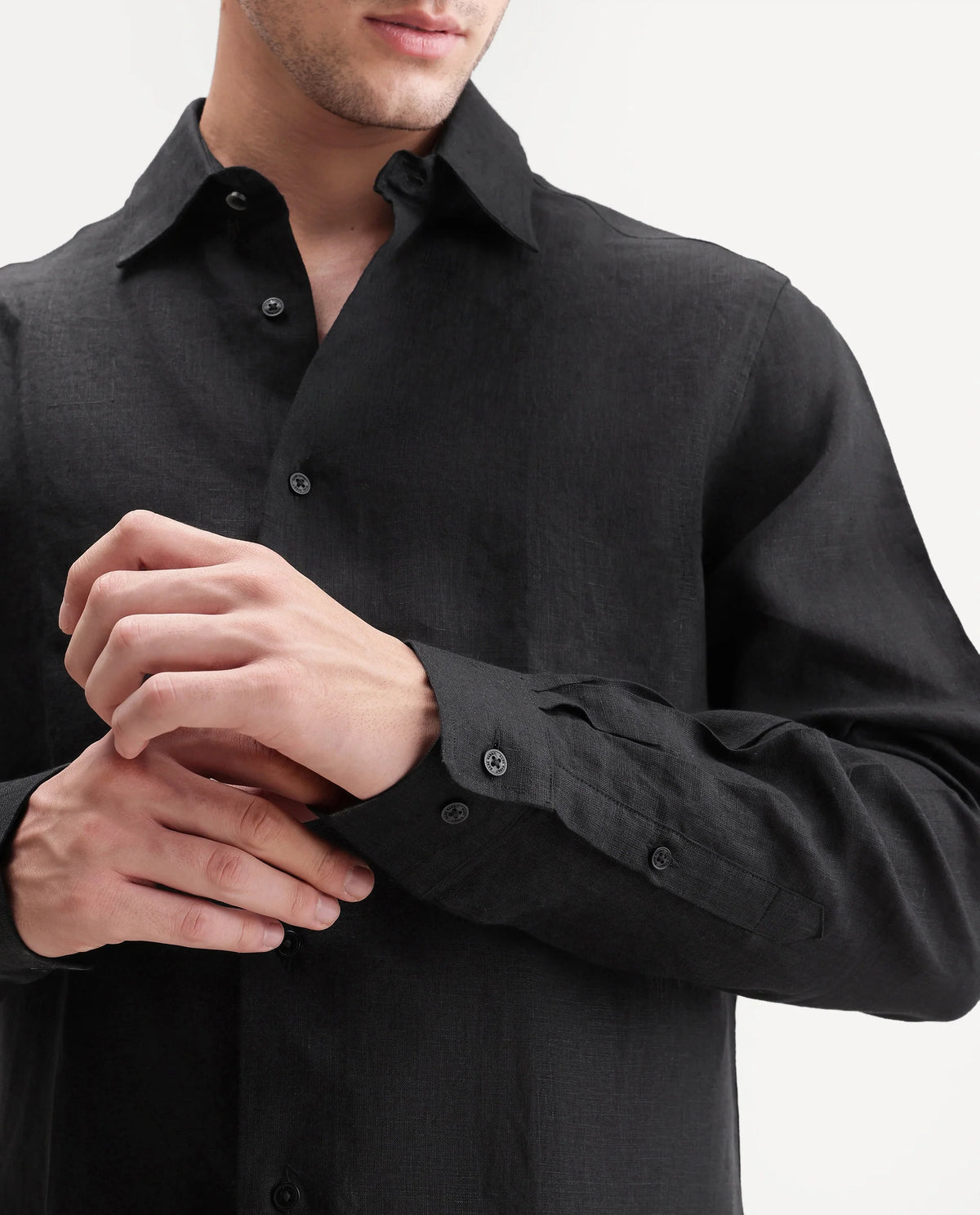 REGULAR FIT PLAIN SHIRT GUILD CASUAL - FIGN - BLACK morris.lane