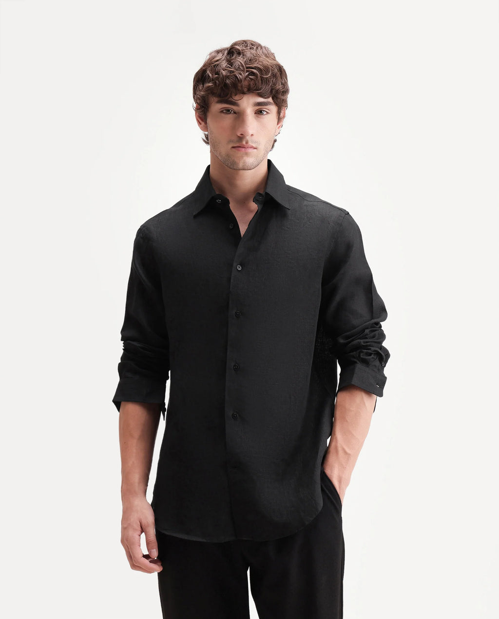 REGULAR FIT PLAIN SHIRT GUILD CASUAL - FIGN - BLACK morris.lane