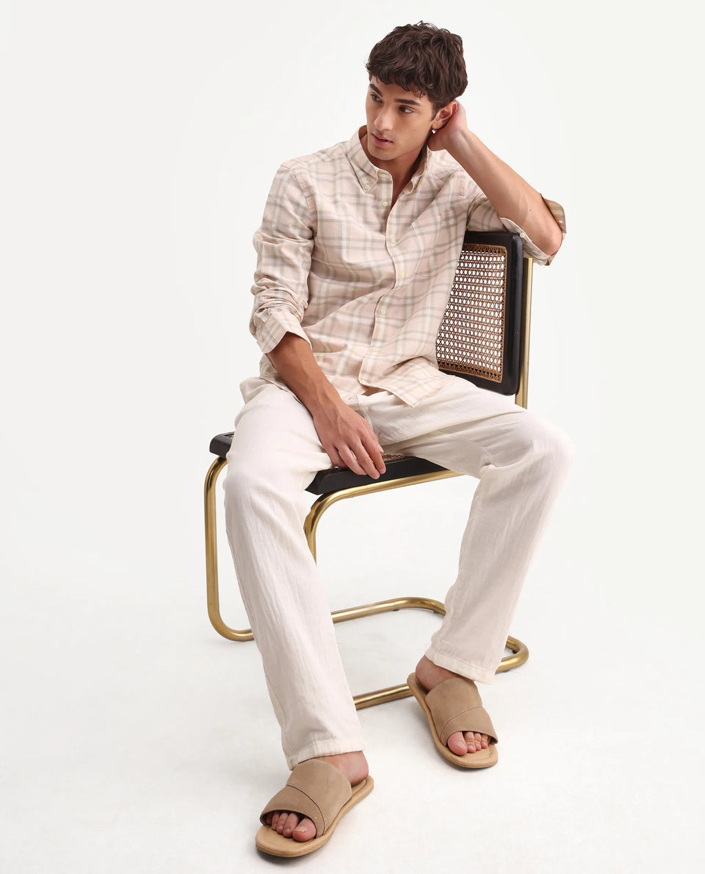 REGULAR FIT CHECKED SHIRT STUR - PINK morris.lane