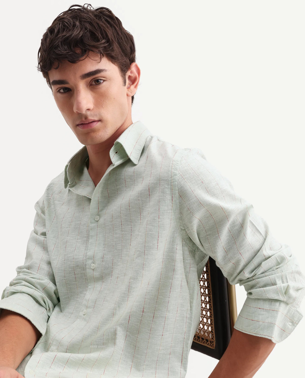 REGULAR FIT STRIPED SHIRT OPIS - SAGE morris.lane