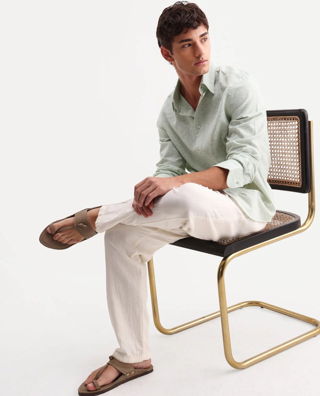 REGULAR FIT STRIPED SHIRT OPIS - SAGE morris.lane