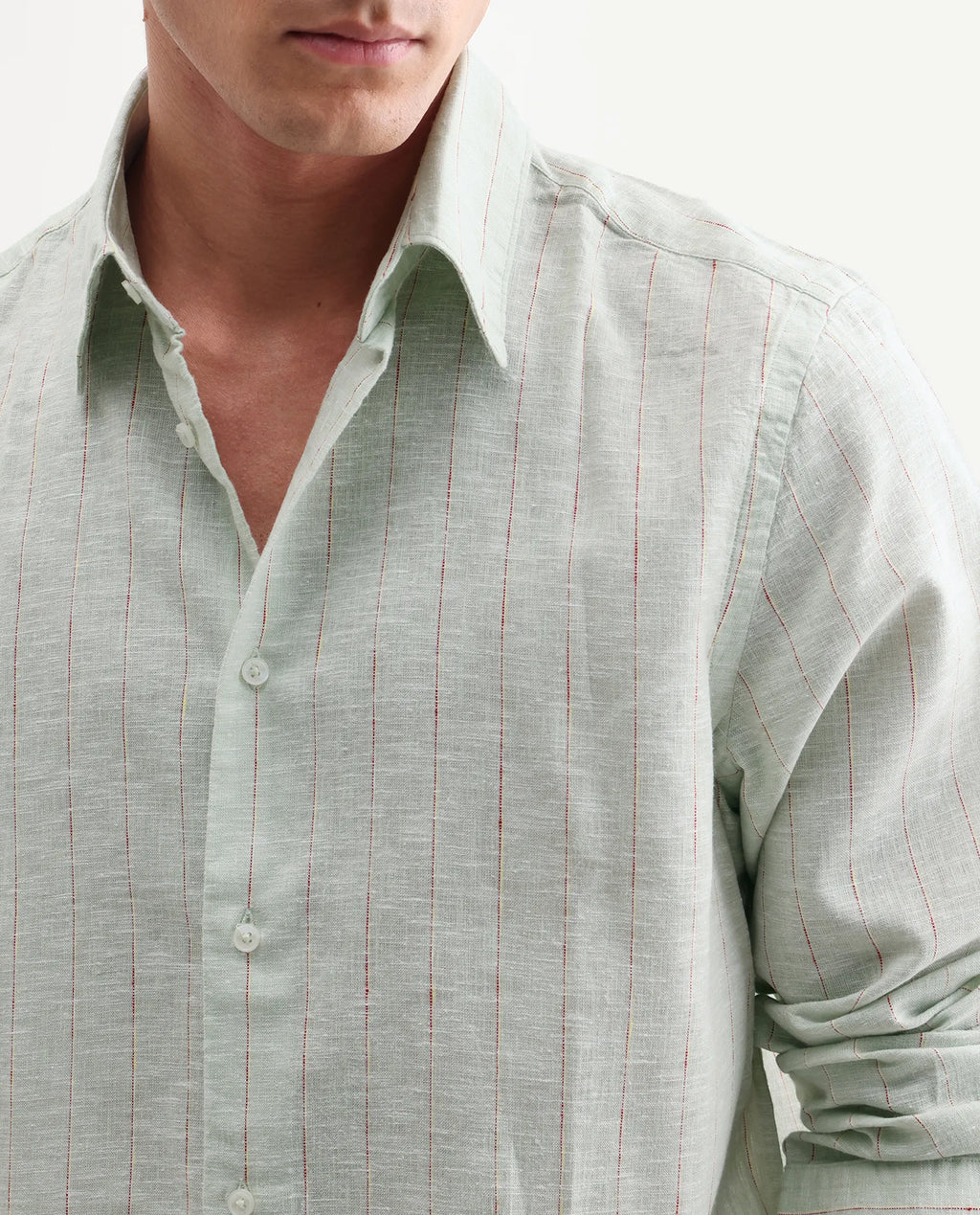 REGULAR FIT STRIPED SHIRT OPIS - SAGE morris.lane
