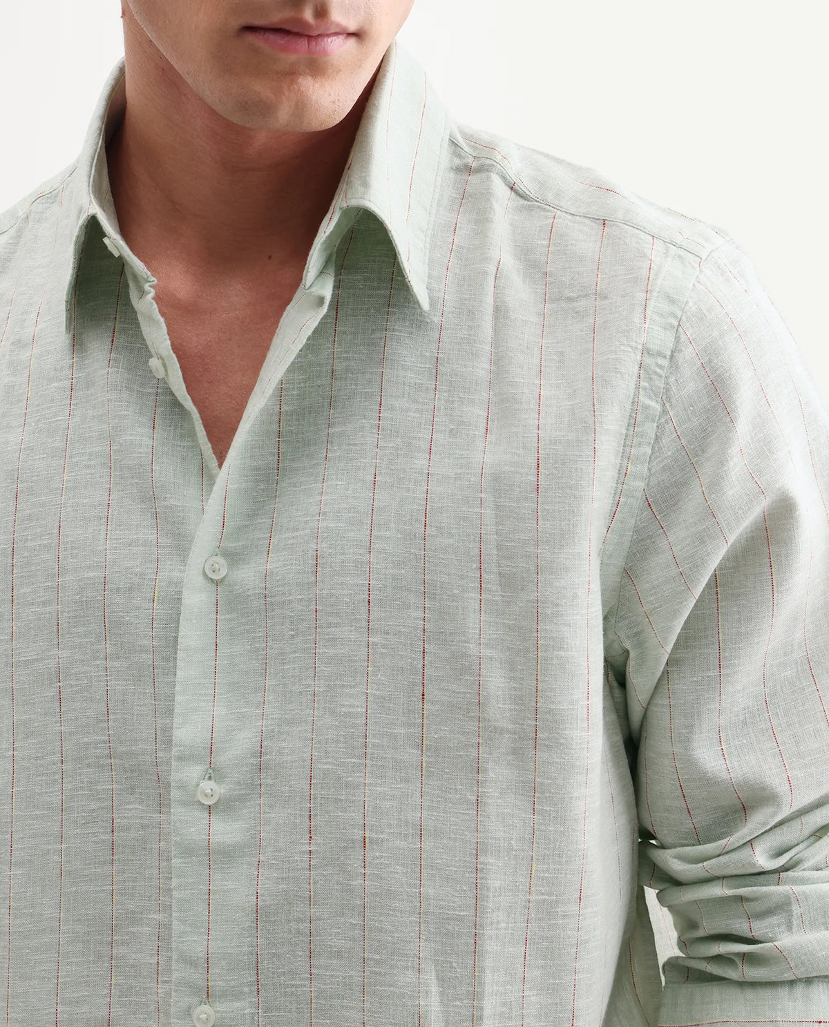 REGULAR FIT STRIPED SHIRT OPIS - SAGE morris.lane