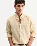 REGULAR FIT CHECKED SHIRT JAZE - YELLOW morris.lane