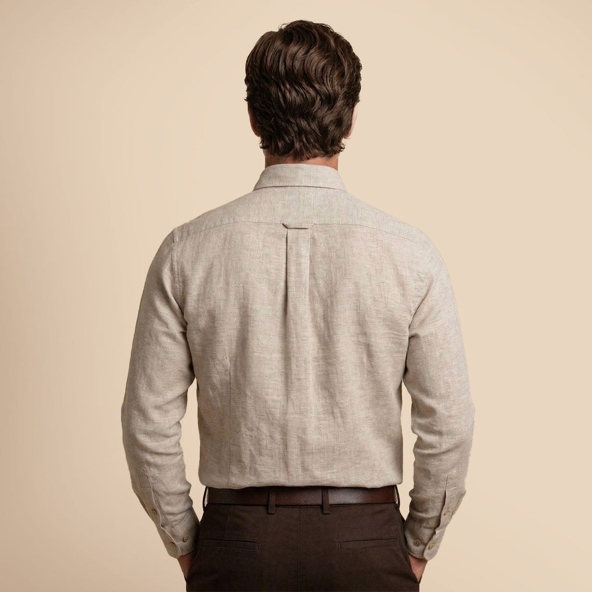 Breeze Linen Full Sleeves Shirt In Mushroom