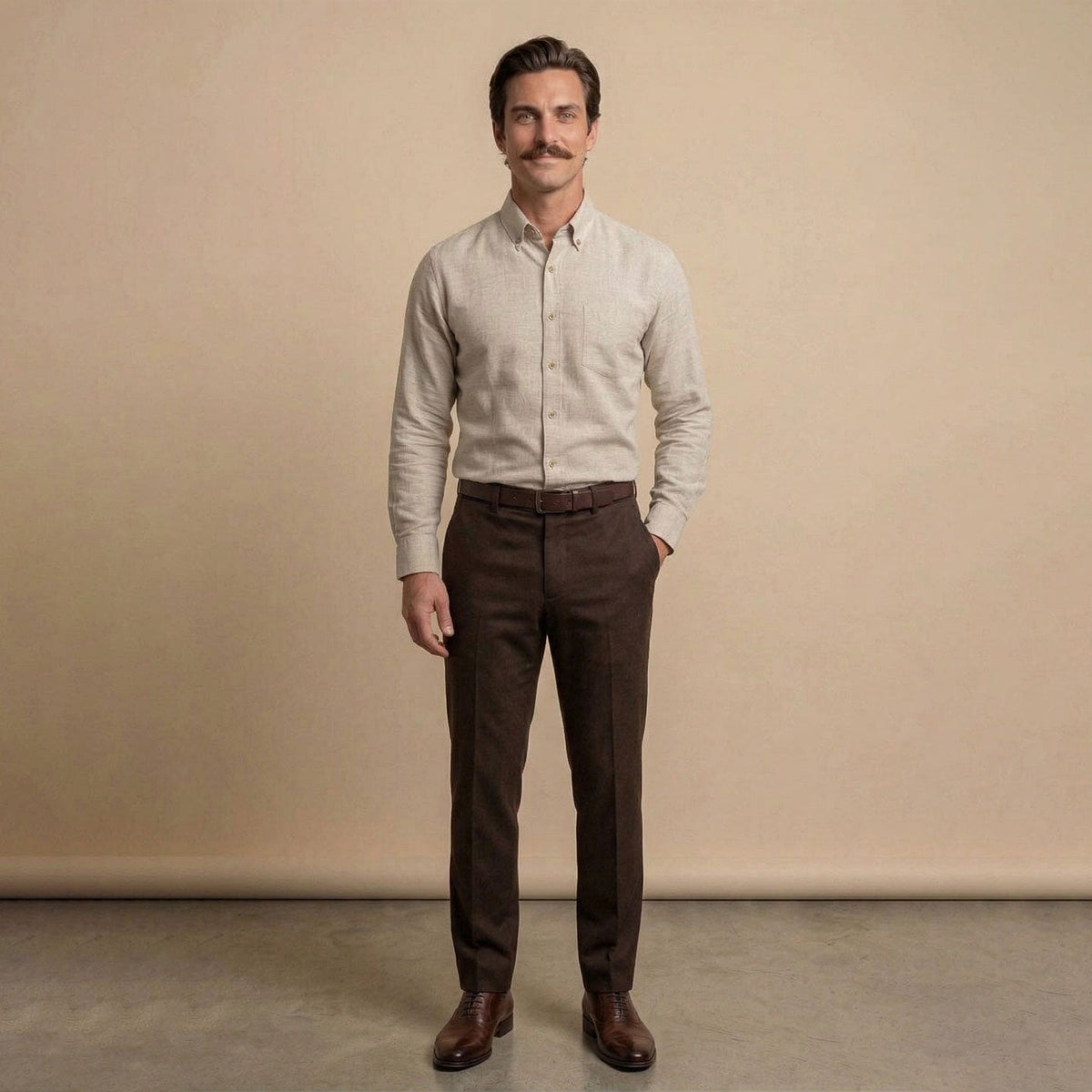 Breeze Linen Full Sleeves Shirt In Mushroom