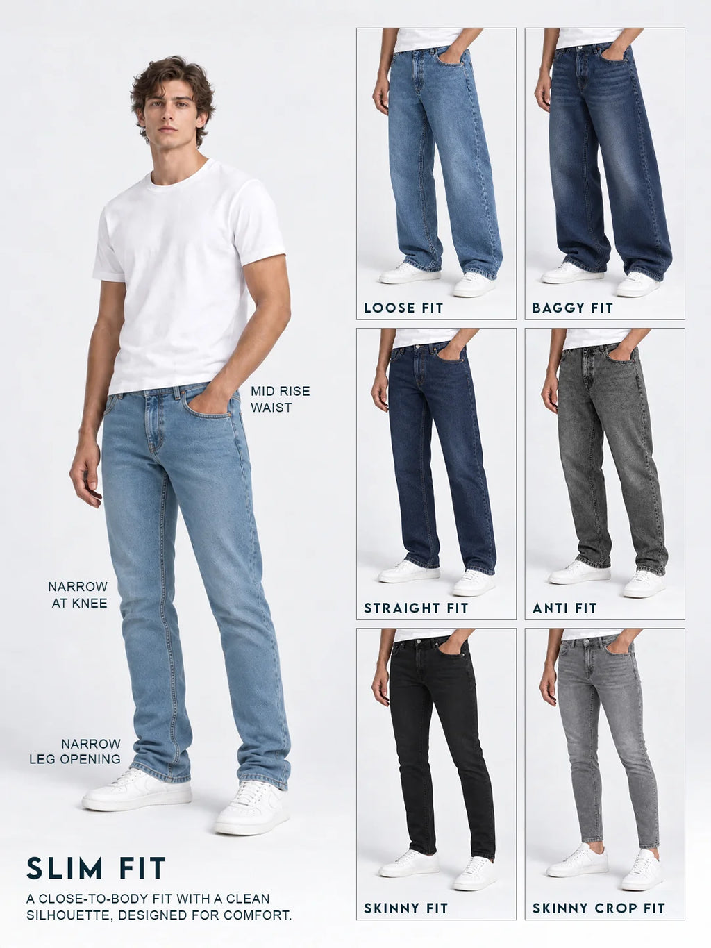 Solid Slim Fit Denim Jeans | White