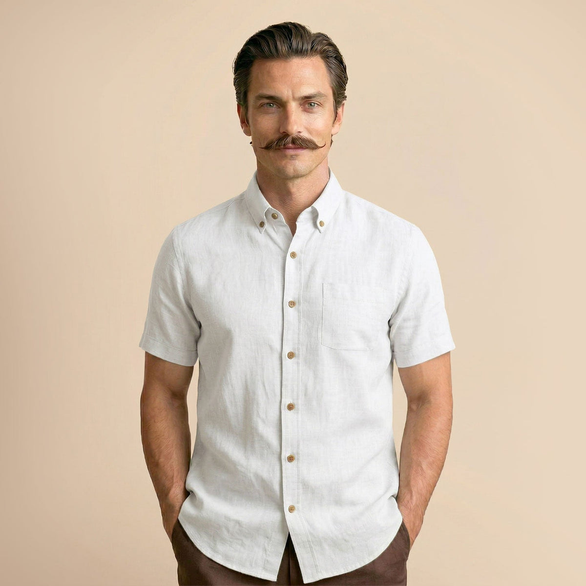 Breeze Linen Half Sleeves Shirt In Snow