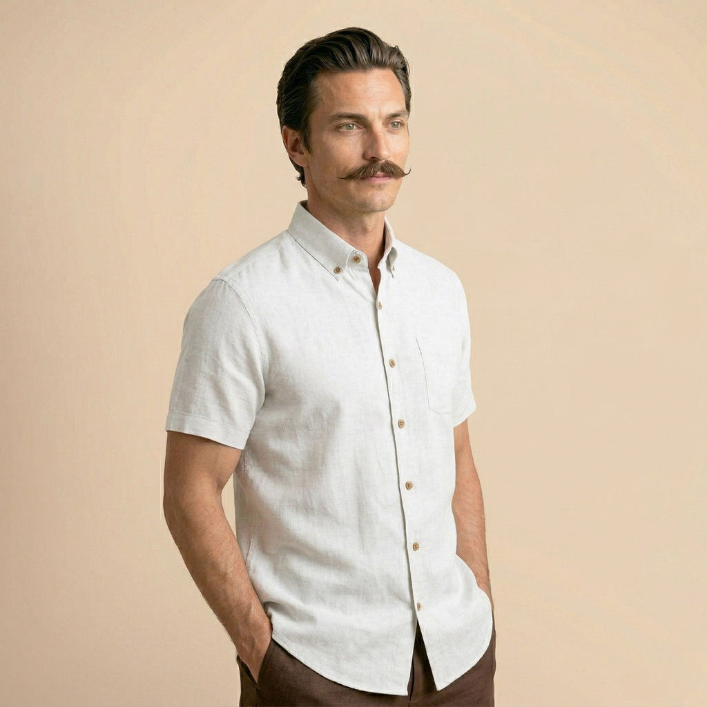 Breeze Linen Half Sleeves Shirt In Snow