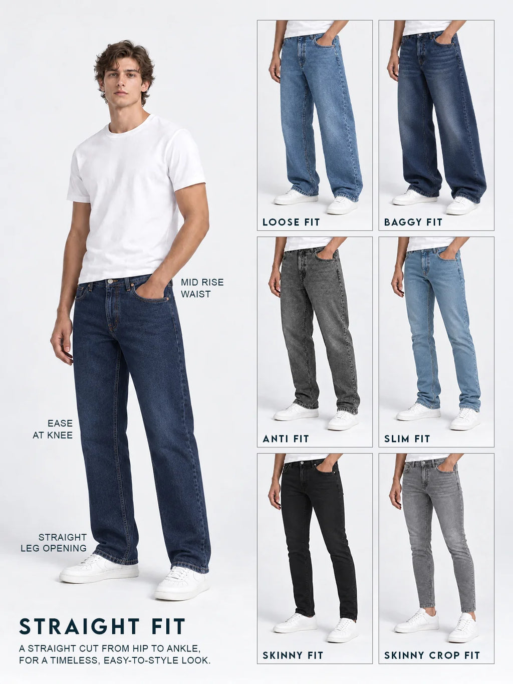 Solid Straight Fit Denim Jeans | Light Blue