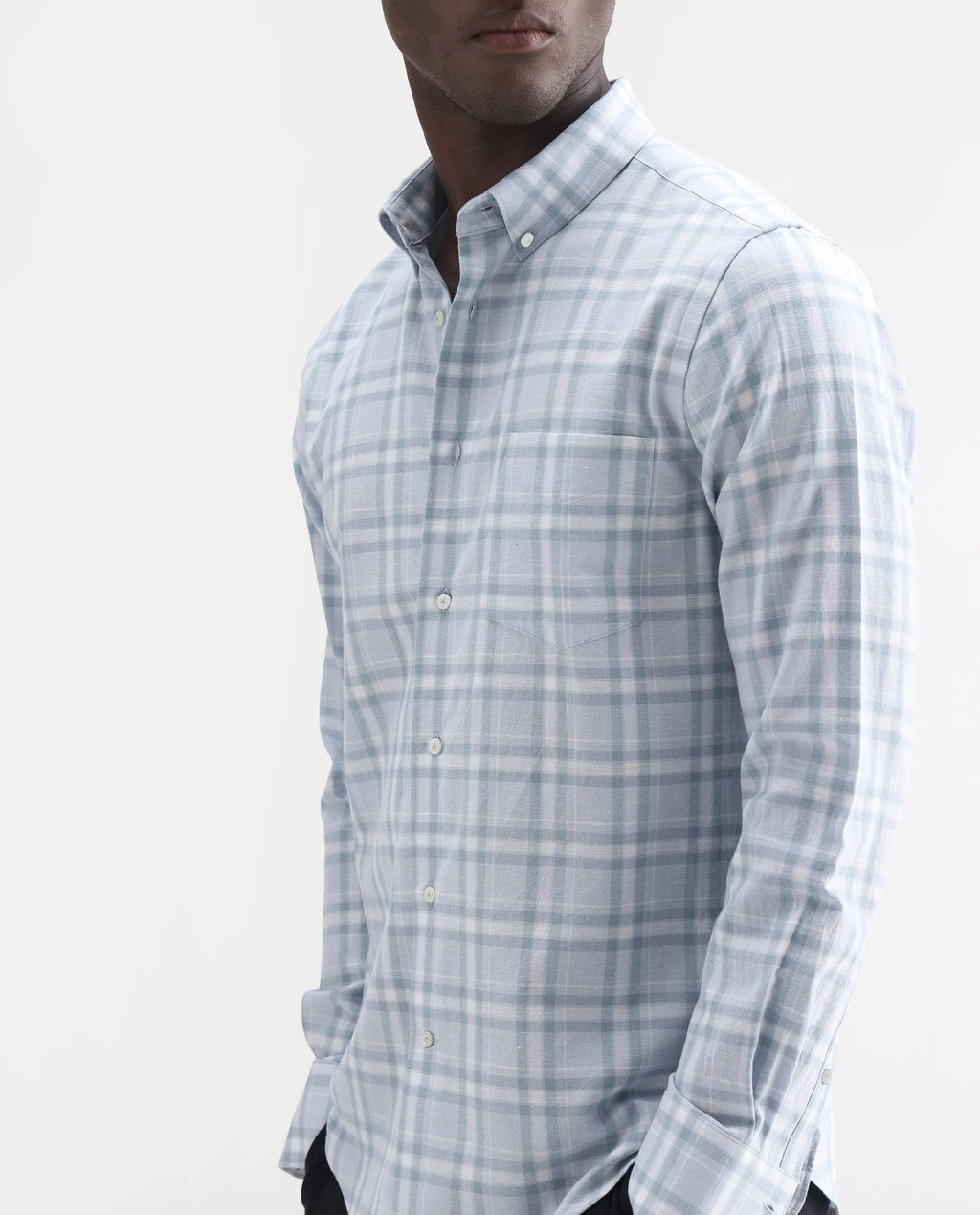 REGULAR FIT CHECKED SHIRT STUR - BLUE morris.lane