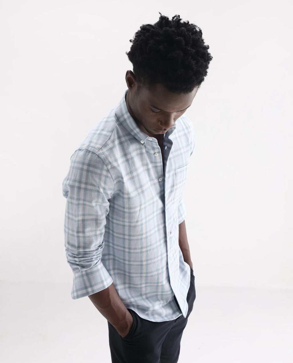 REGULAR FIT CHECKED SHIRT STUR - BLUE morris.lane