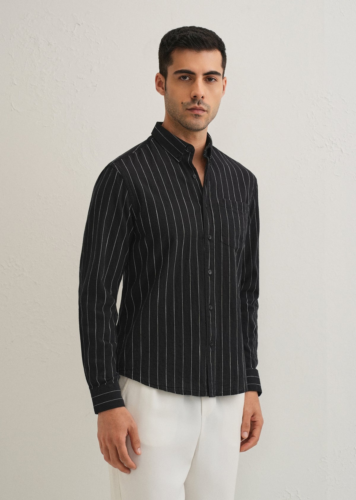 Sable Black Striped Cotton Shirt
