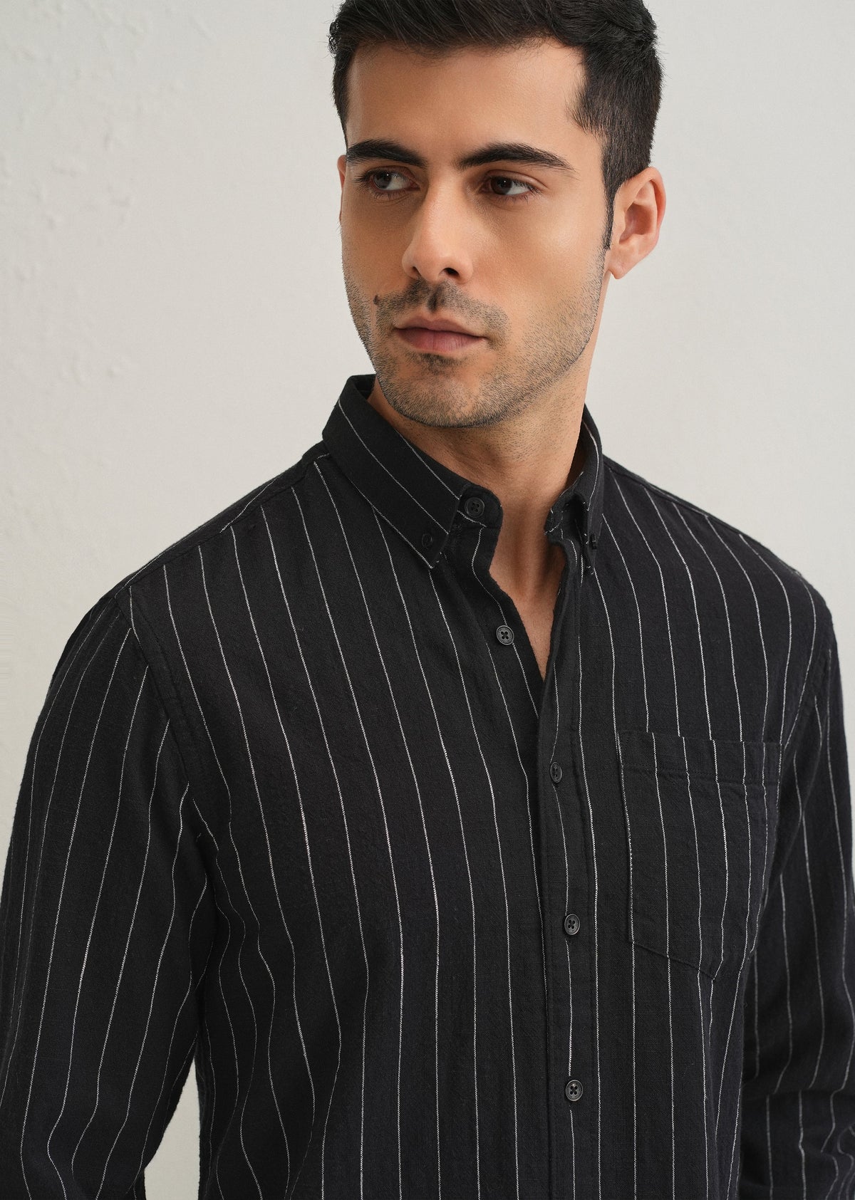 Sable Black Striped Cotton Shirt