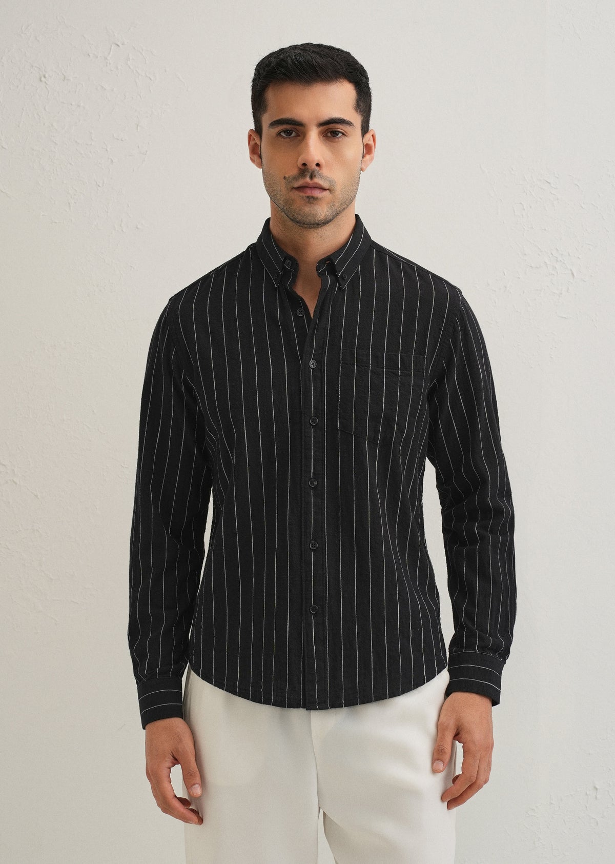 Sable Black Striped Cotton Shirt