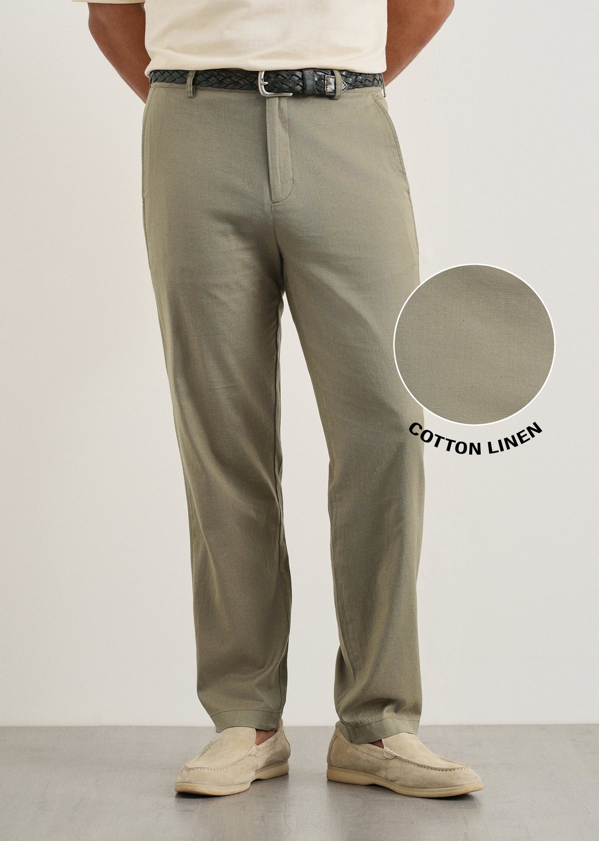 Sage Cotton Linen Regular Fit Pant