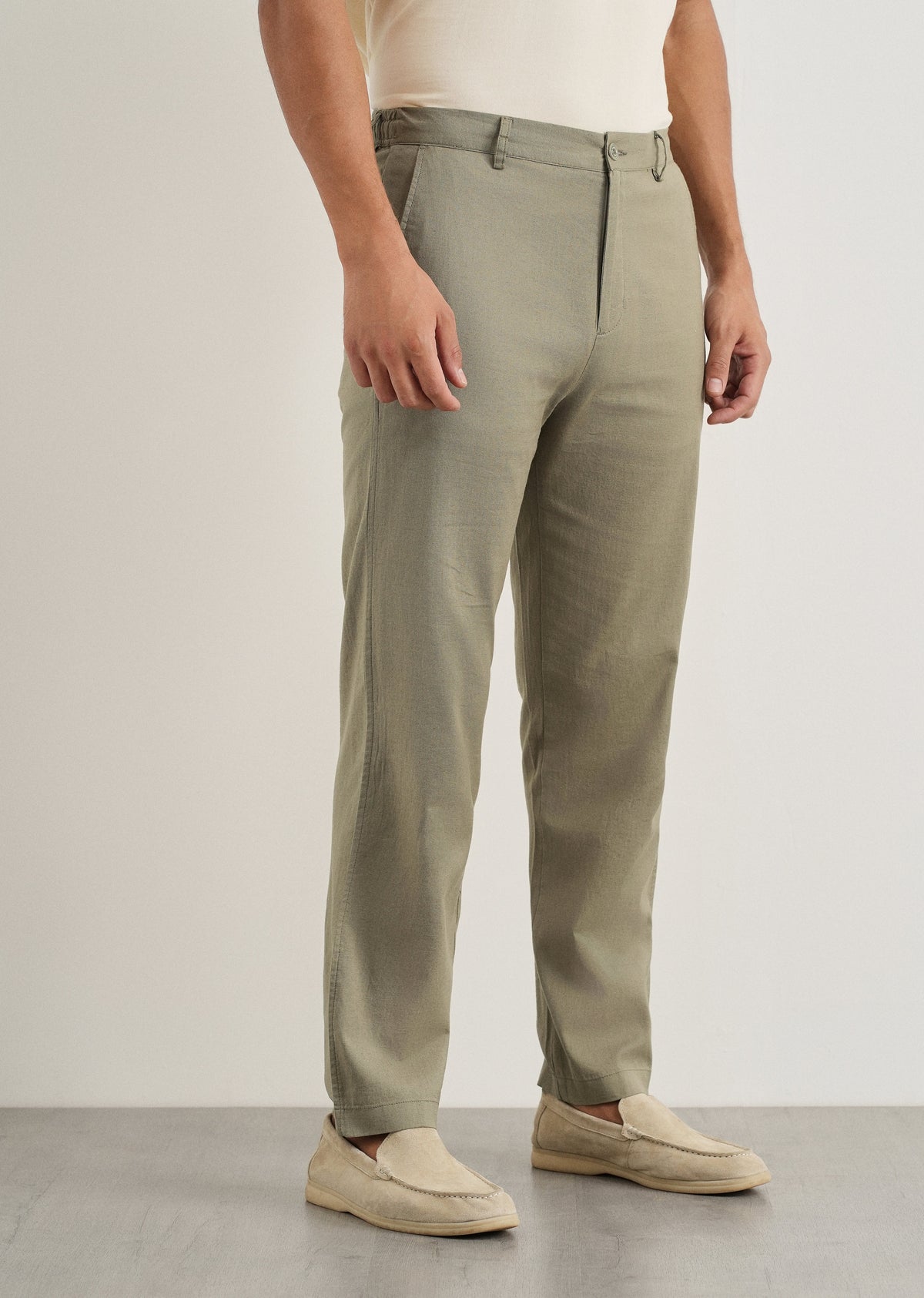 Sage Cotton Linen Regular Fit Pant