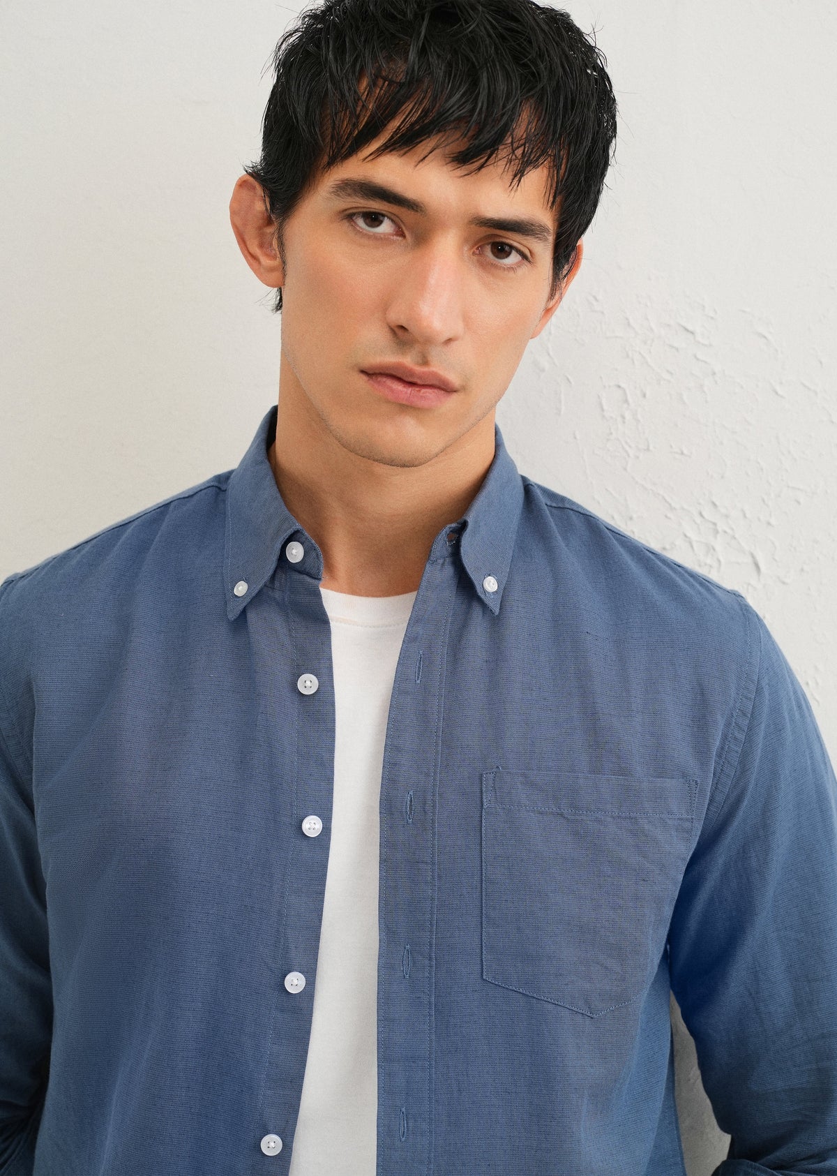 Sapphire Blue Cotton Linen Shirt