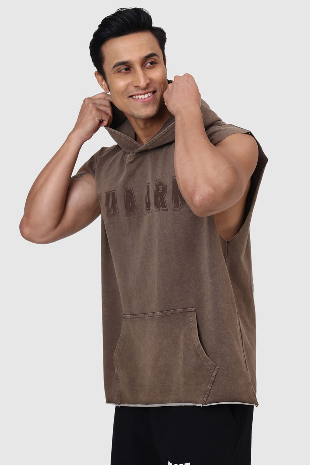 Shadow Washed Capsleeves Hoodie Brown