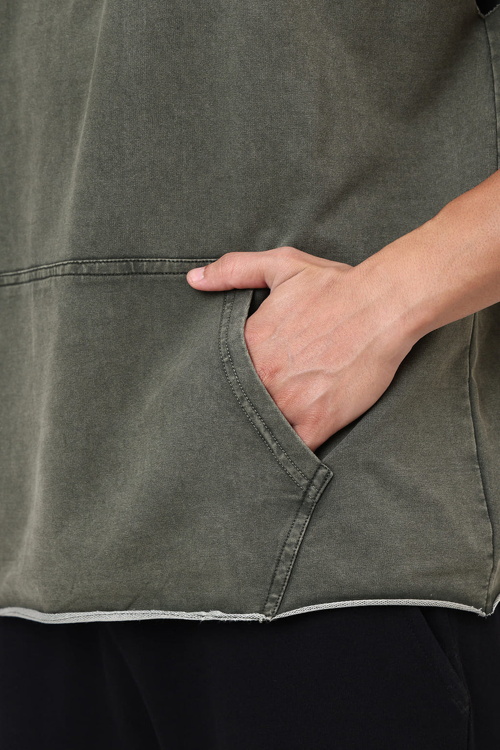 Shadow Washed Capsleeves Hoodie Olive
