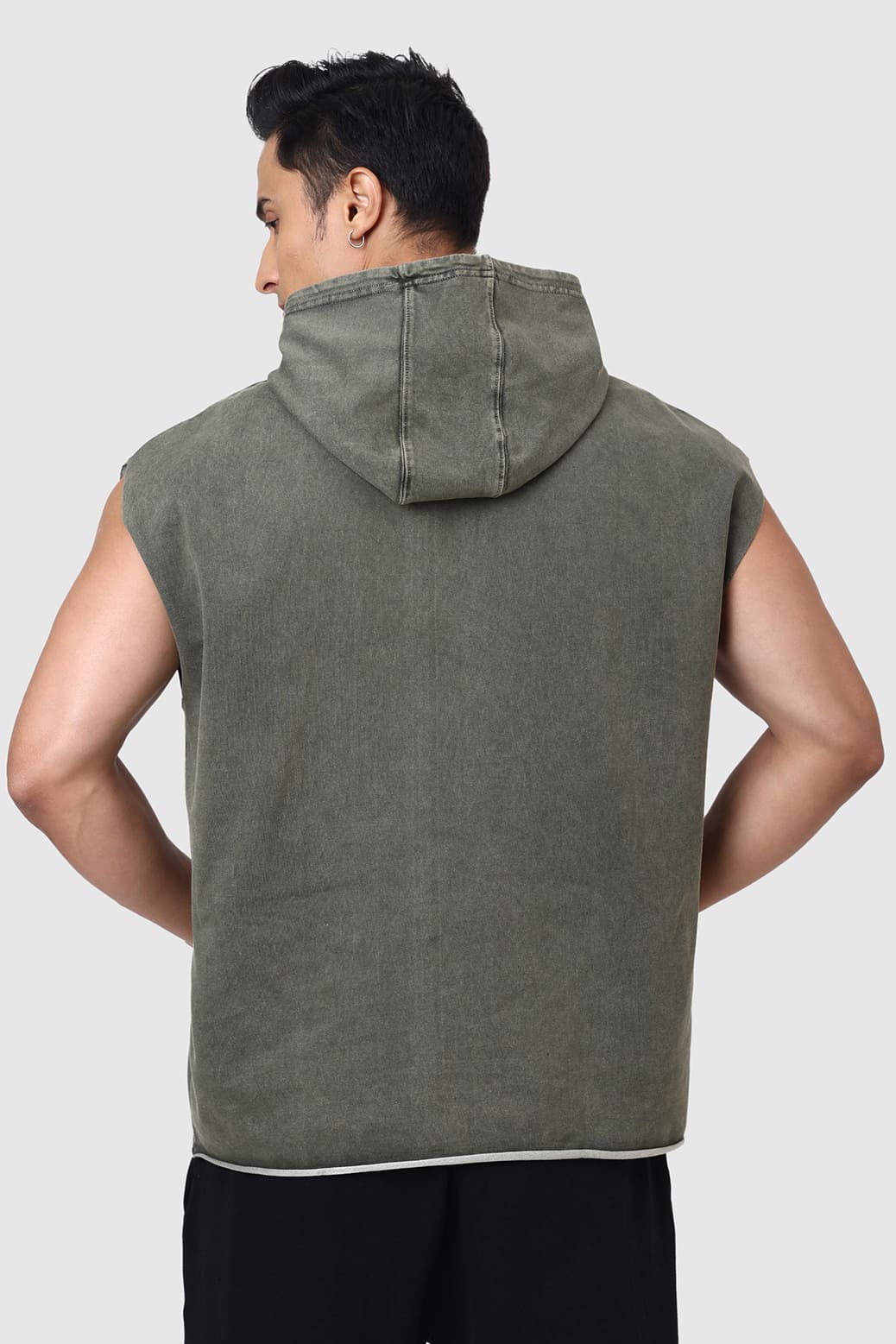 Shadow Washed Capsleeves Hoodie Olive