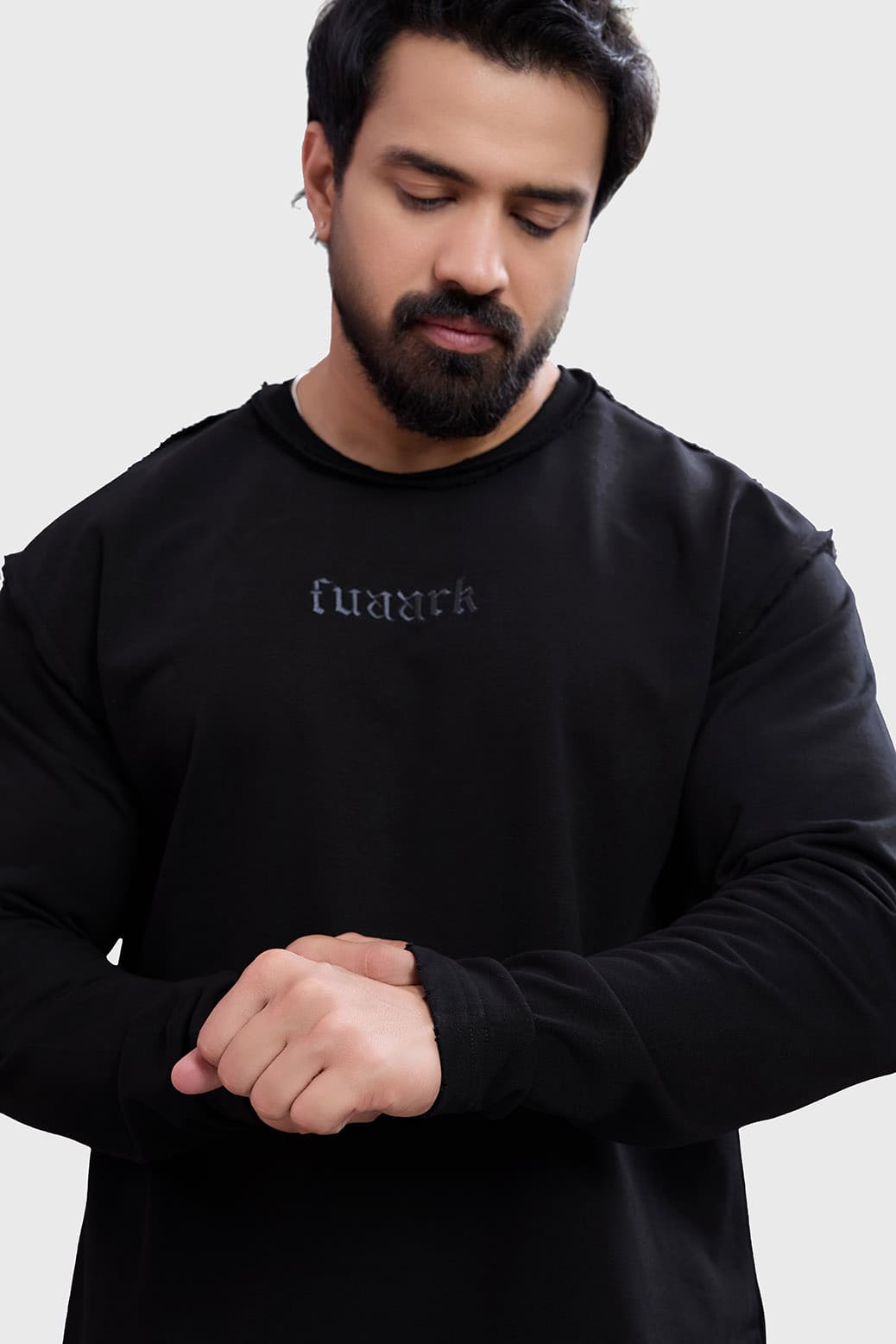 Shell Raw Sweatshirt Black