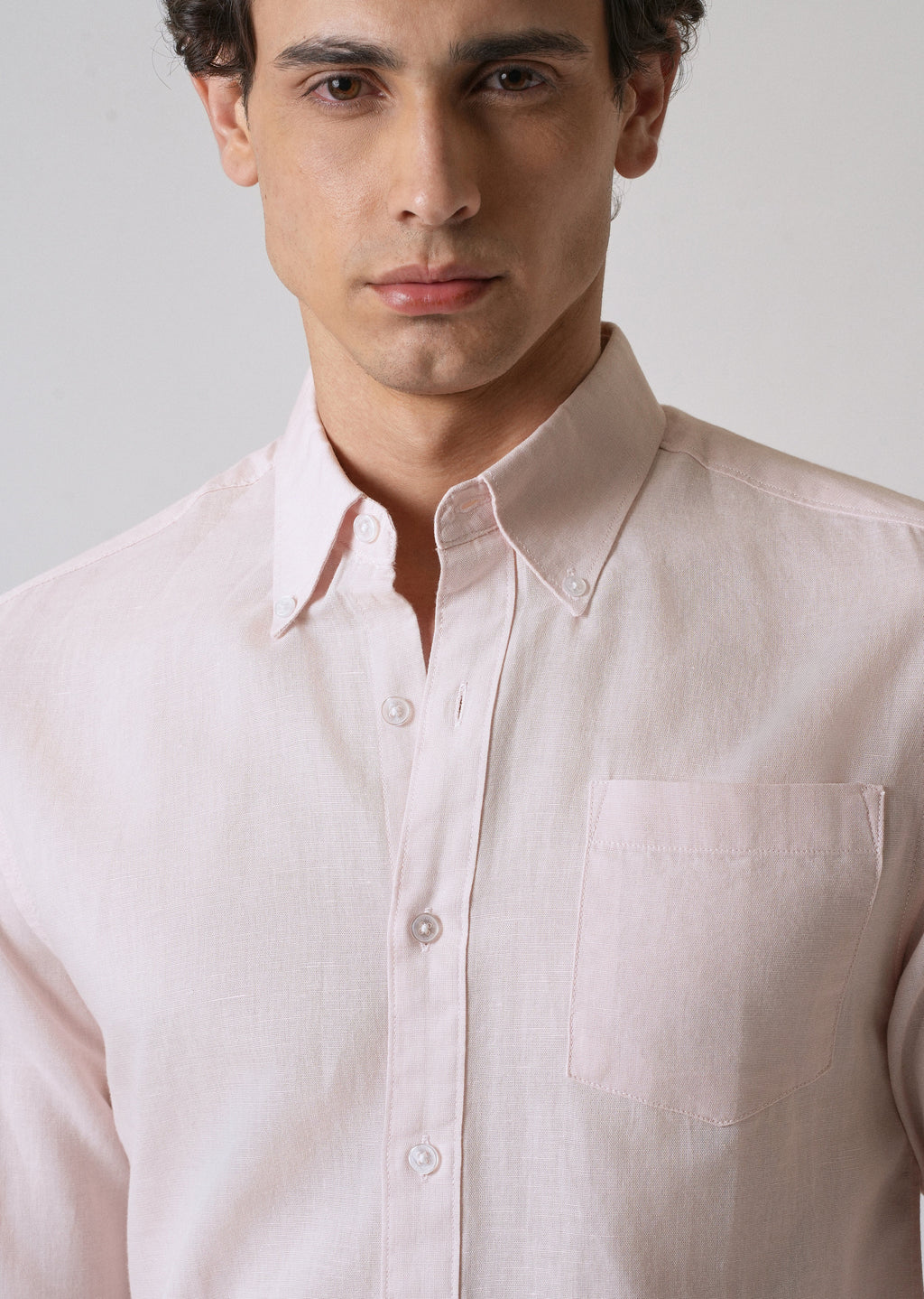Soft Pink Cotton Linen Shirt