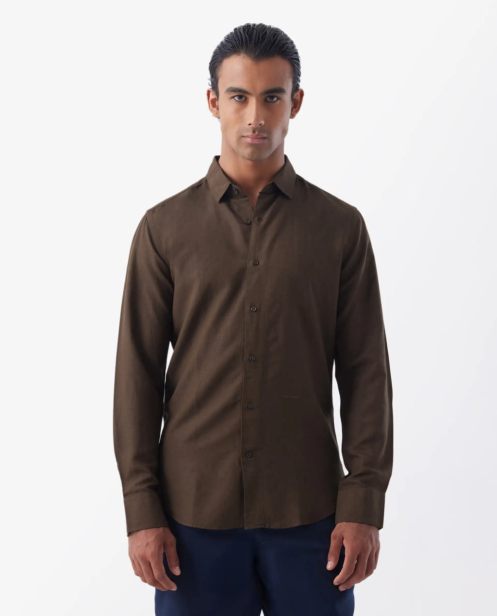 REGULAR FIT PLAIN SHIRT THRONA - BROWN morris.lane