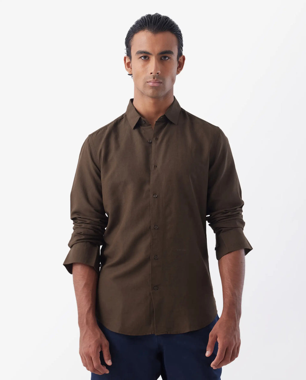 REGULAR FIT PLAIN SHIRT THRONA - BROWN morris.lane