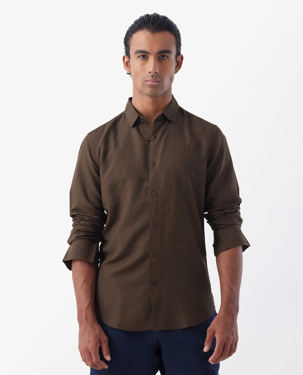 REGULAR FIT PLAIN SHIRT THRONA - BROWN morris.lane