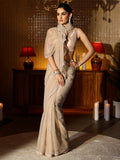 Libas Taupe Embellished Tissue Saree