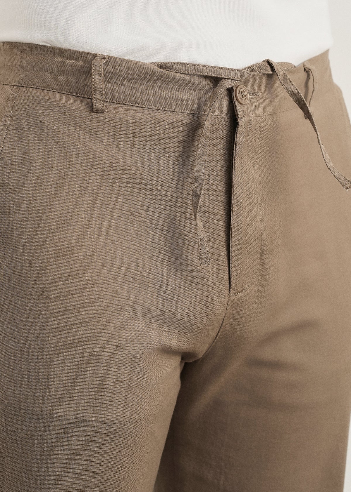 Taupe Cotton Linen Regular Fit Pant