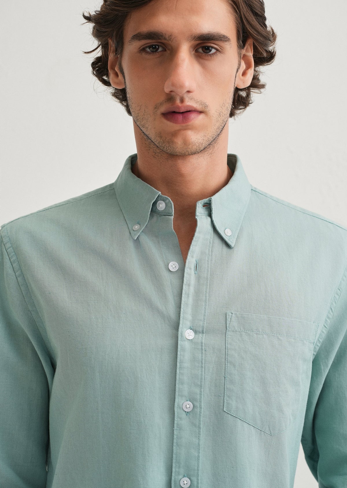 Tiffany Blue Cotton Linen Shirt