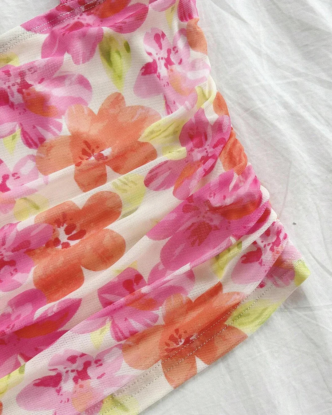 XS Tropical Bloom Ruched Strap Top CT98