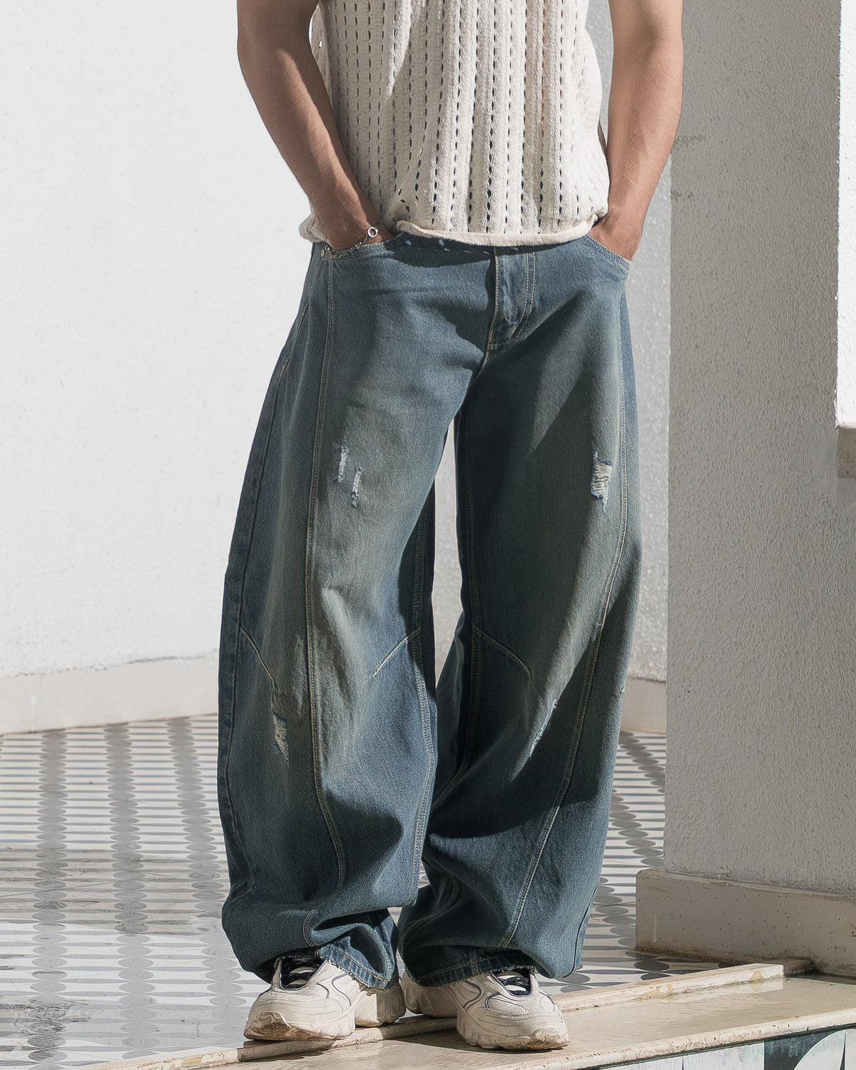 Barrel Fit Denim (Moss Blue) Morrislane