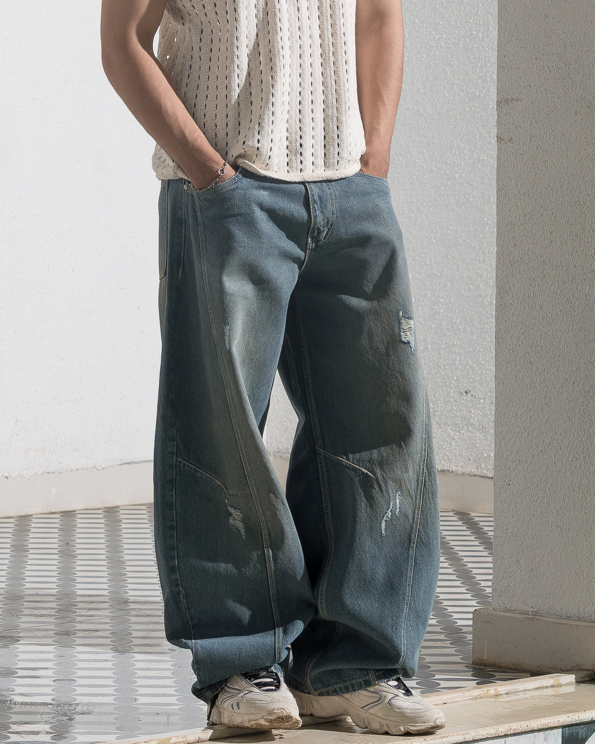 Barrel Fit Denim (Moss Blue) Morrislane