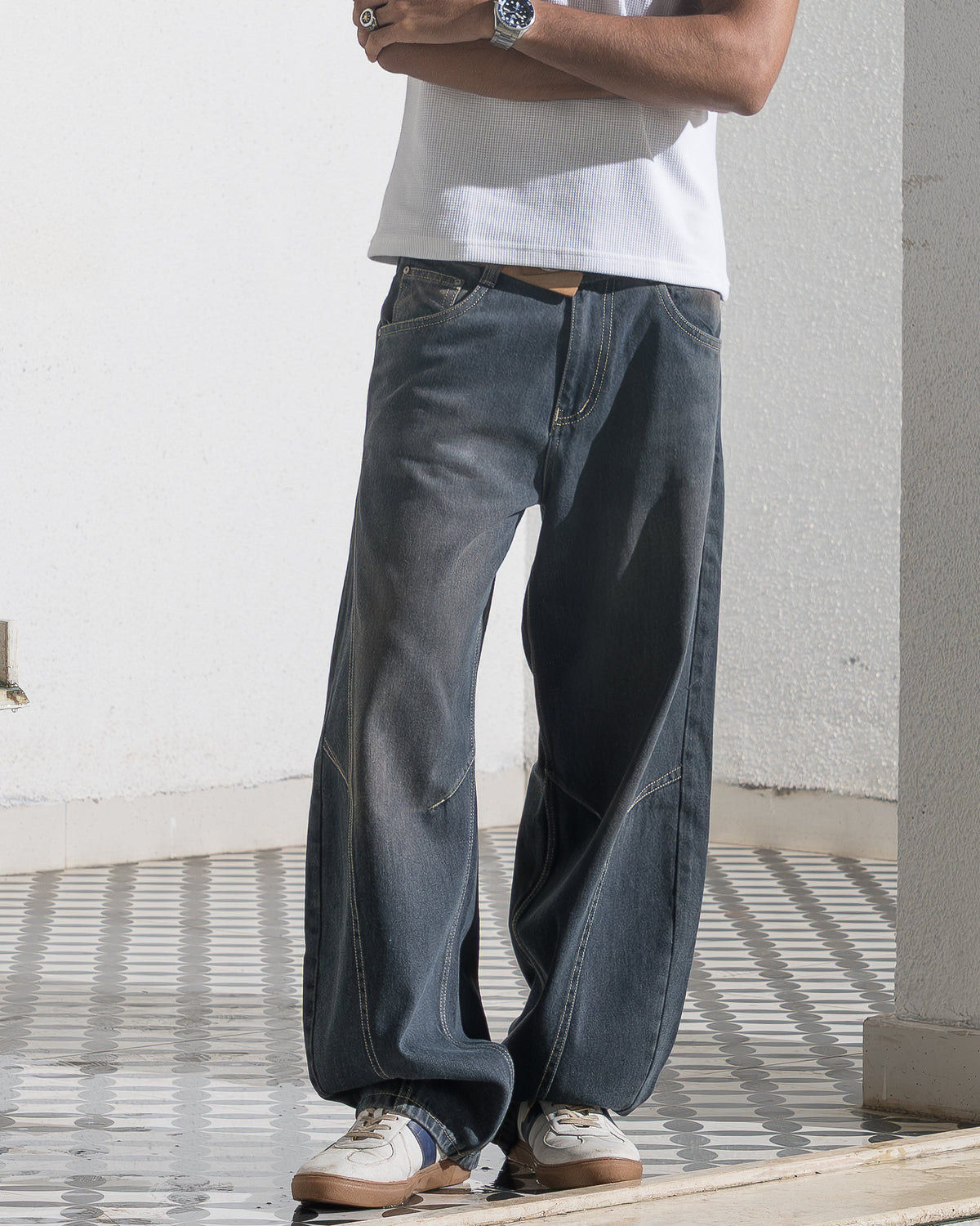 Barrel Fit Denim (Shadow Blue) Morrislane