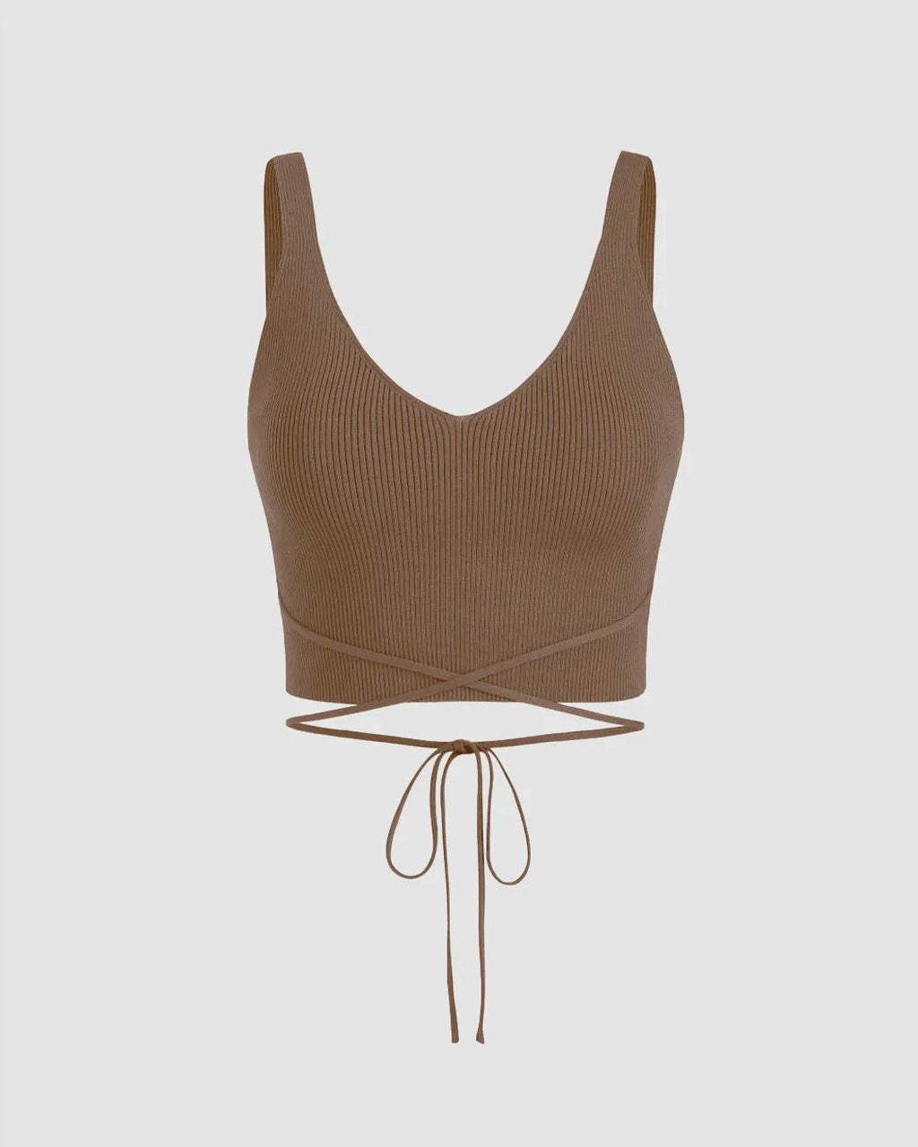 XS V-neck cropped top In Brown CT98