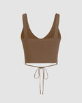 XS V-neck cropped top In Brown CT98