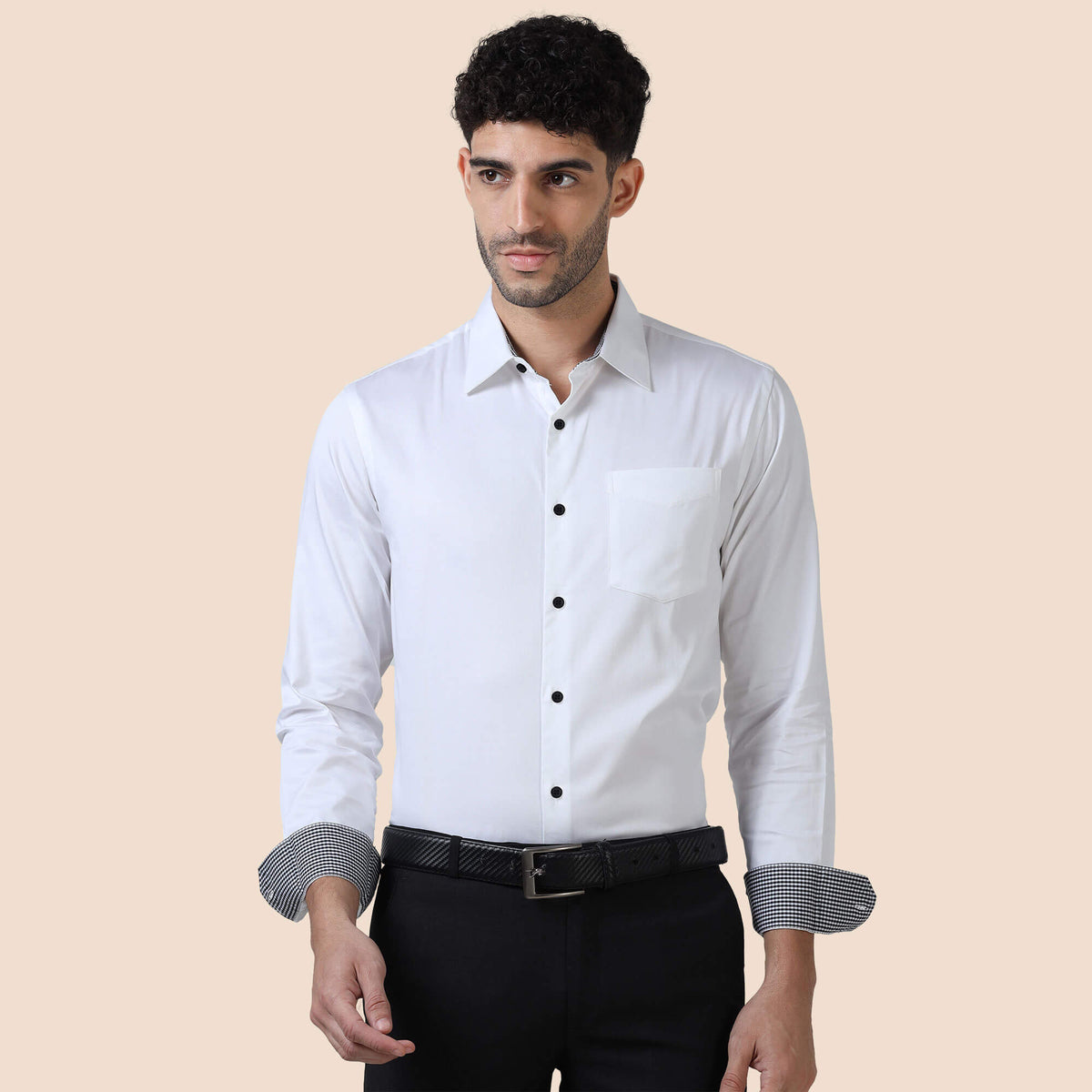 Vintage White Shirt With Black Buttons