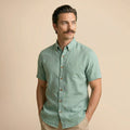 Breeze Linen Half Sleeves Shirt In Watercress