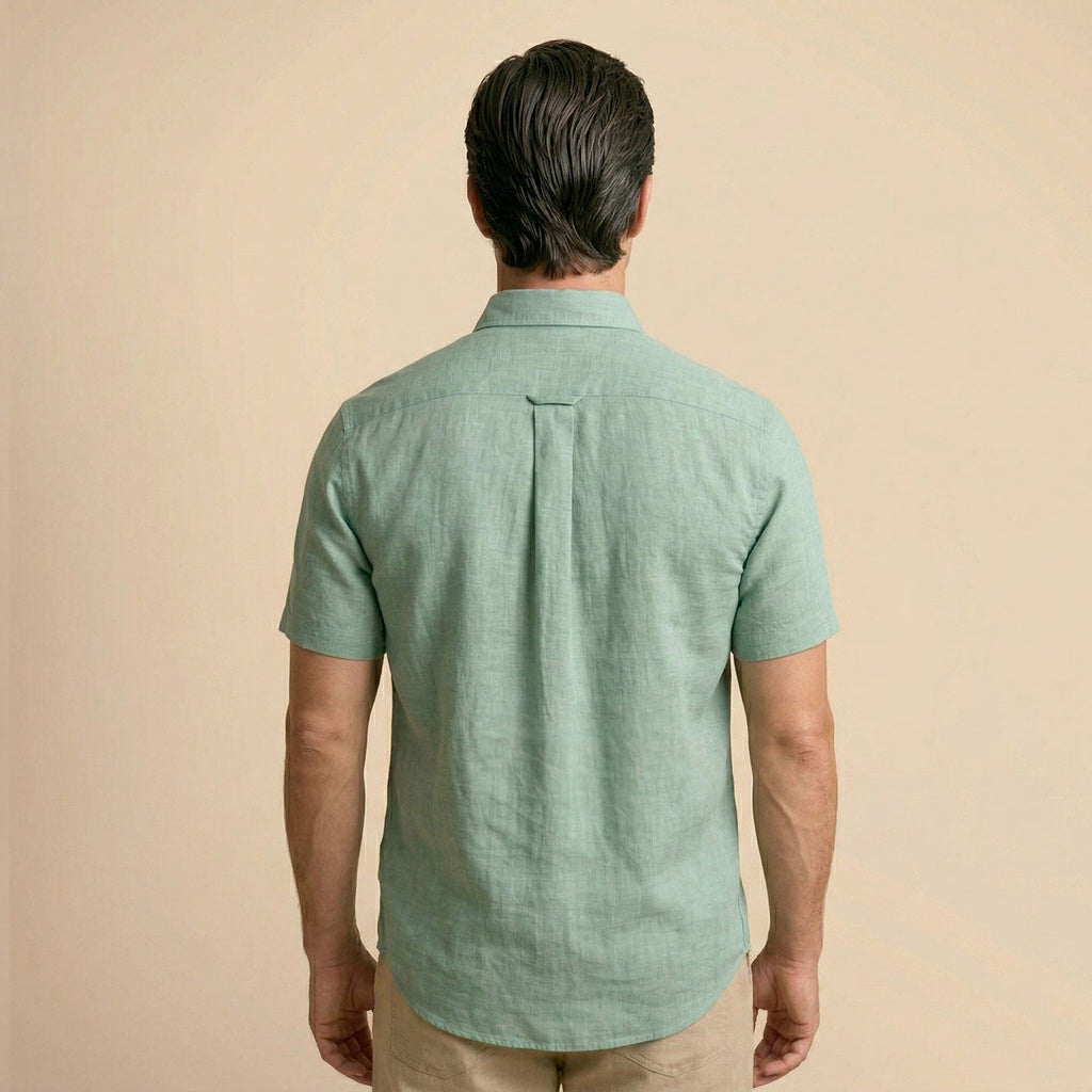 Breeze Linen Half Sleeves Shirt In Watercress