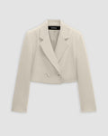 XS Double-Breasted Front Buttoned Blazer In Off-White CT98